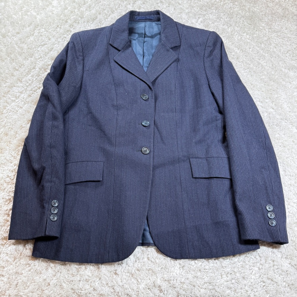 Pin Stripe 100% Wool Triumph Blazer Women's 10 Preppy Classy Office Work VTG